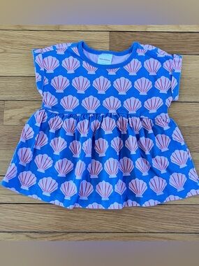 Hanna Andersson Purple Pink Shells Ocean Summer Cotton Print Tee 85 2T
